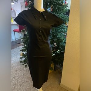 DISTURBIA COLLARED PENCIL MIDI DRESS WITH DAGGERS